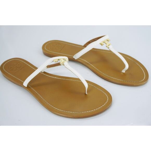 Tory Burch Ivory Patent T Logo Leather Thong Sandal Size 10.5 flip flop NIB $175 - Picture 8 of 11